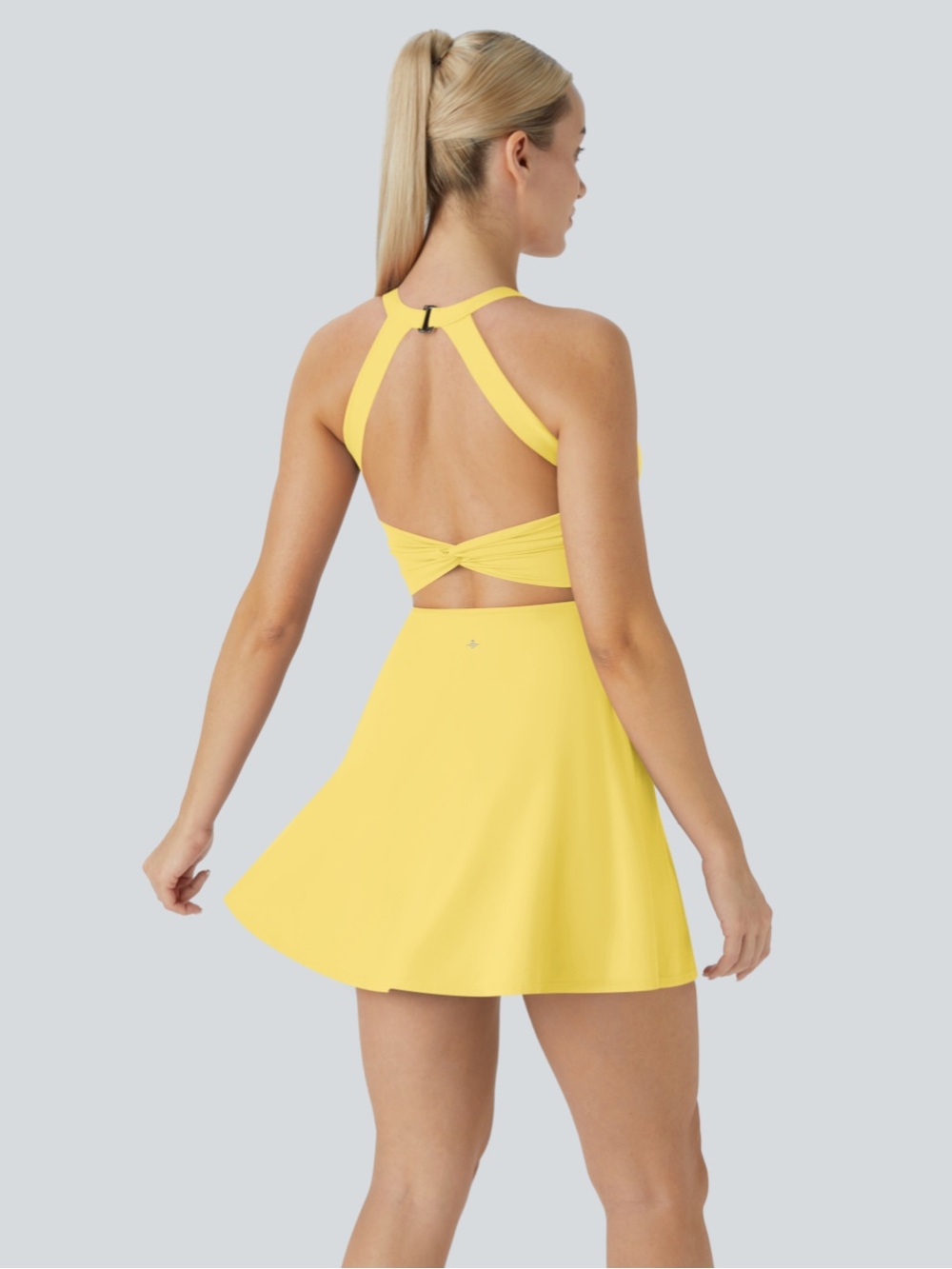 HALARA Yellow Backless Tennis Dress